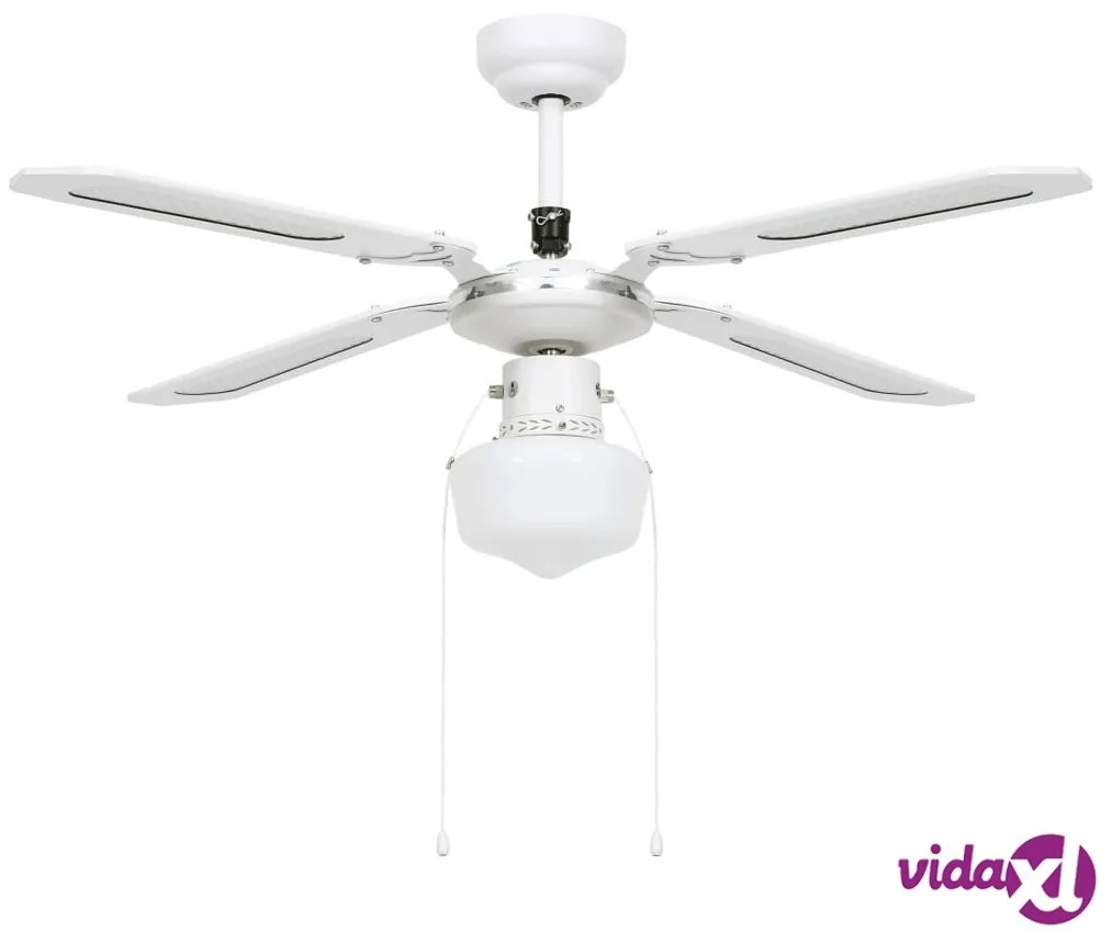 vidaXL Ventilatore da Soffitto con Luce 106 cm Bianco