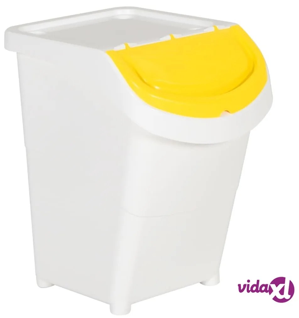 vidaXL Cestini per Rifiuti Impilabili con Coperchi 3pz Bianchi PP 120L