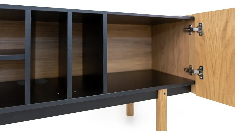 Tavolo TV in rovere nero/naturale 175x60 cm Porto - Woodman