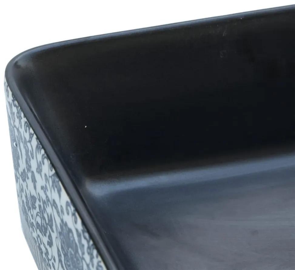 Lavabo Appoggio Nero e Blu Rettangolare 46x35,5x13 cm Ceramica