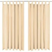 Tende in Micro Raso 2 pz con Passanti 140x175 cm Beige cod mxl 61790