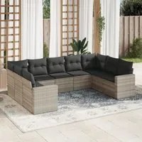 Set Divano da Giardino 9pz con Cuscini Grigio Chiaro Polyrattan 3251739