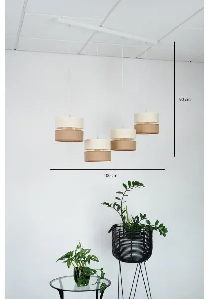 Brilagi - Lampadario a sospensione con filo ROYAL YUTE 4xE27/15W/230V beige/color crema/bianco