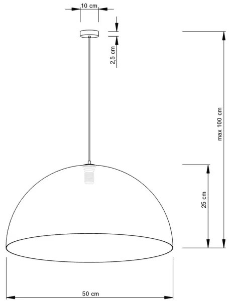 Lampadario a sospensione con filo SFERA 1xE27/60W/230V diametro 50 cm nero/oro