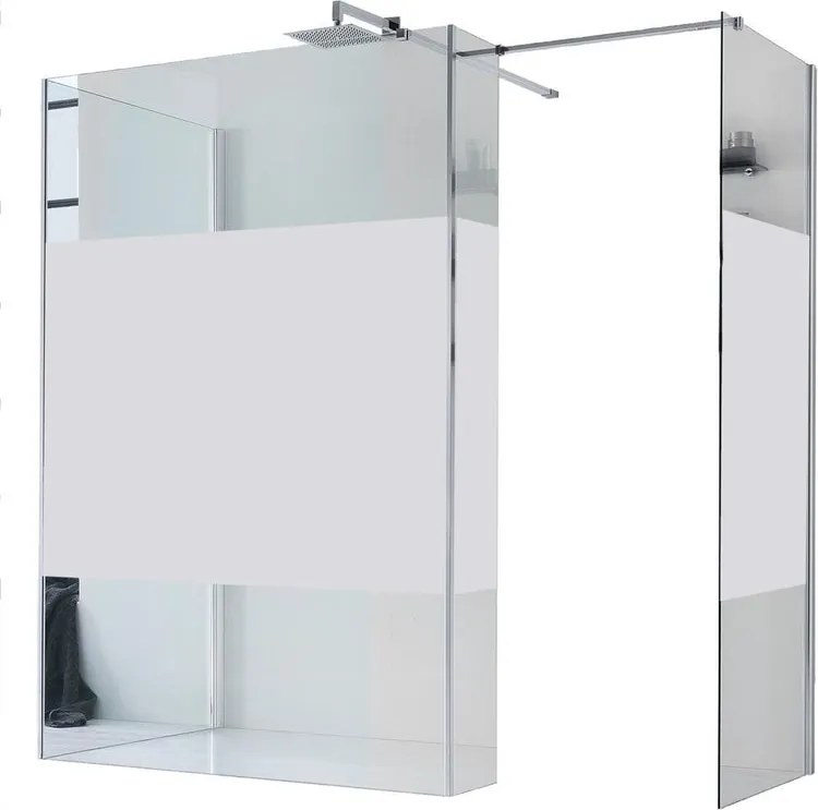 Box doccia walk-in Wens, vetro serigrafato 6 mm, 86-88- H 200 cm, profilo cromo