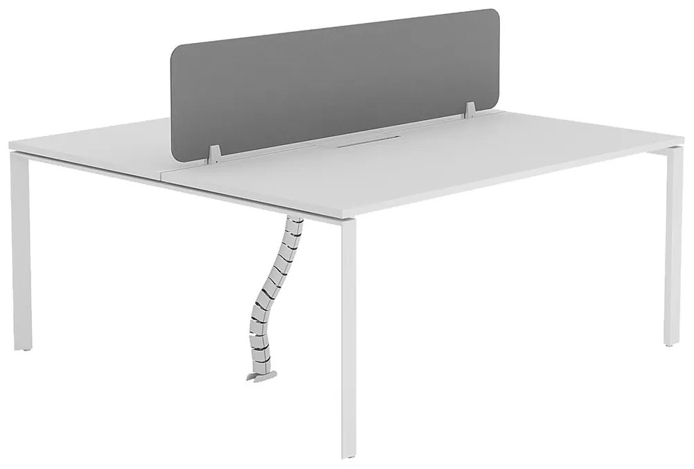 Scrivania bench per 2 persone Con divisorio L160 cm Bianco - DOWNTOWN