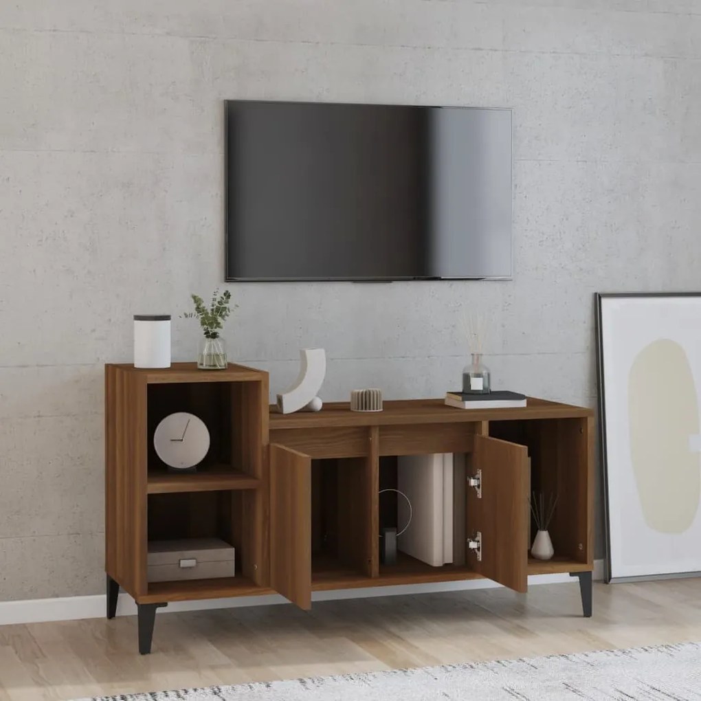 Mobile tv rovere marrone 100x35x55 cm in legno multistrato