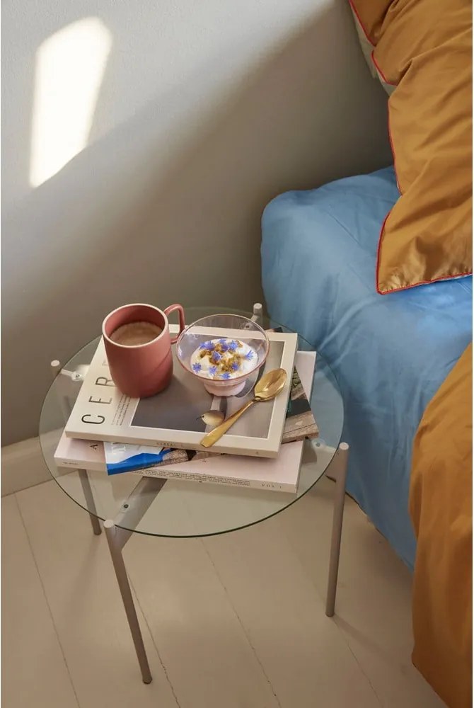 Tavolino rotondo con piano in vetro ø 45 cm Beam - Hübsch