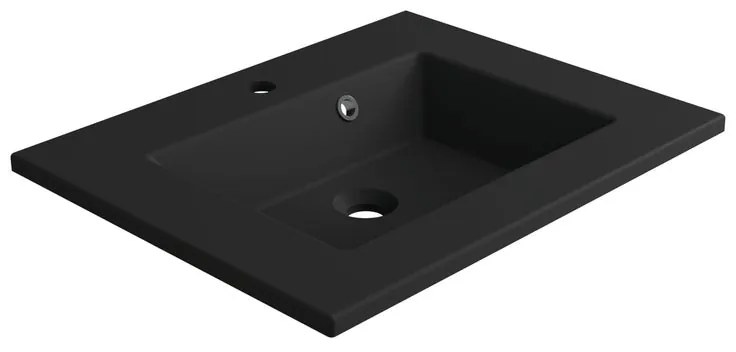 Lavabo integrale a incasso bacino al centro rettangolare Neo L 61 x H 11.2 x P 48.5 cm in composito minerale di resina gelificata nero