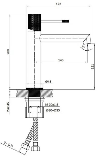 Cersanit S951-595 - Rubinetto del lavandino ZEN 20 cm nero