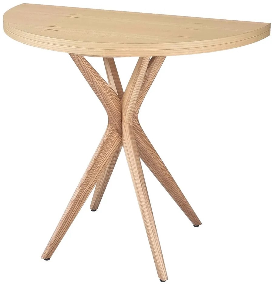 Tavolo da pranzo rotondo con piano effetto frassino allungabile 45x90 cm Jubi – Ragaba