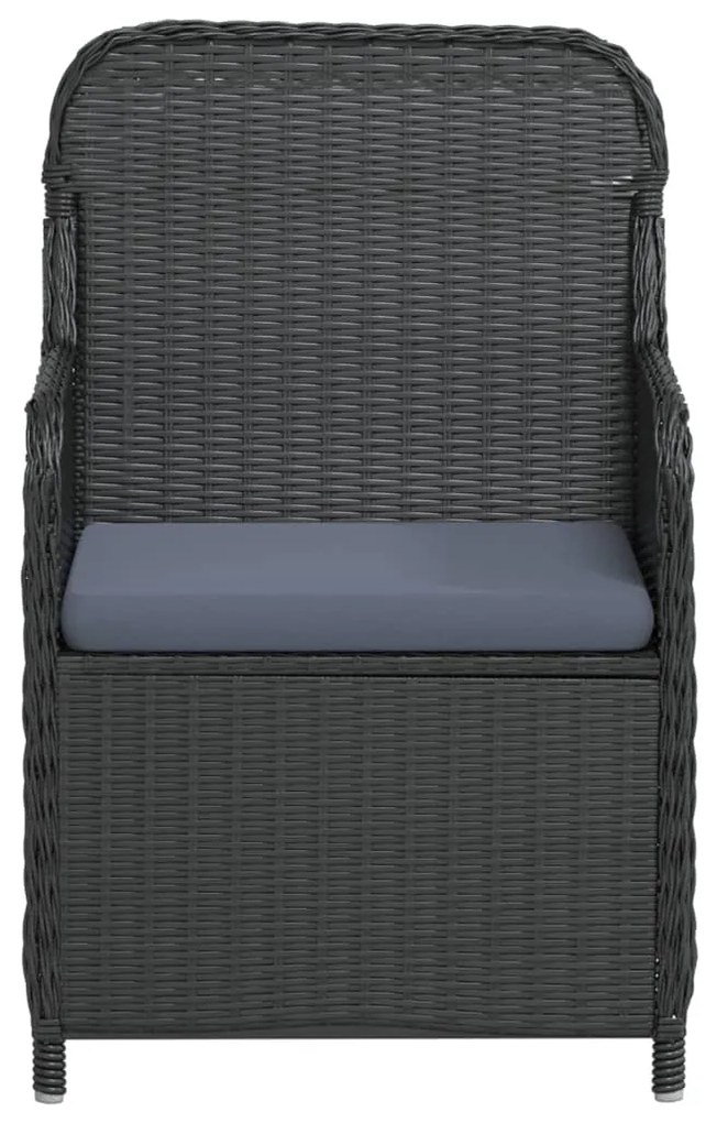 Set da pranzo da giardino 7 pz con cuscini nero