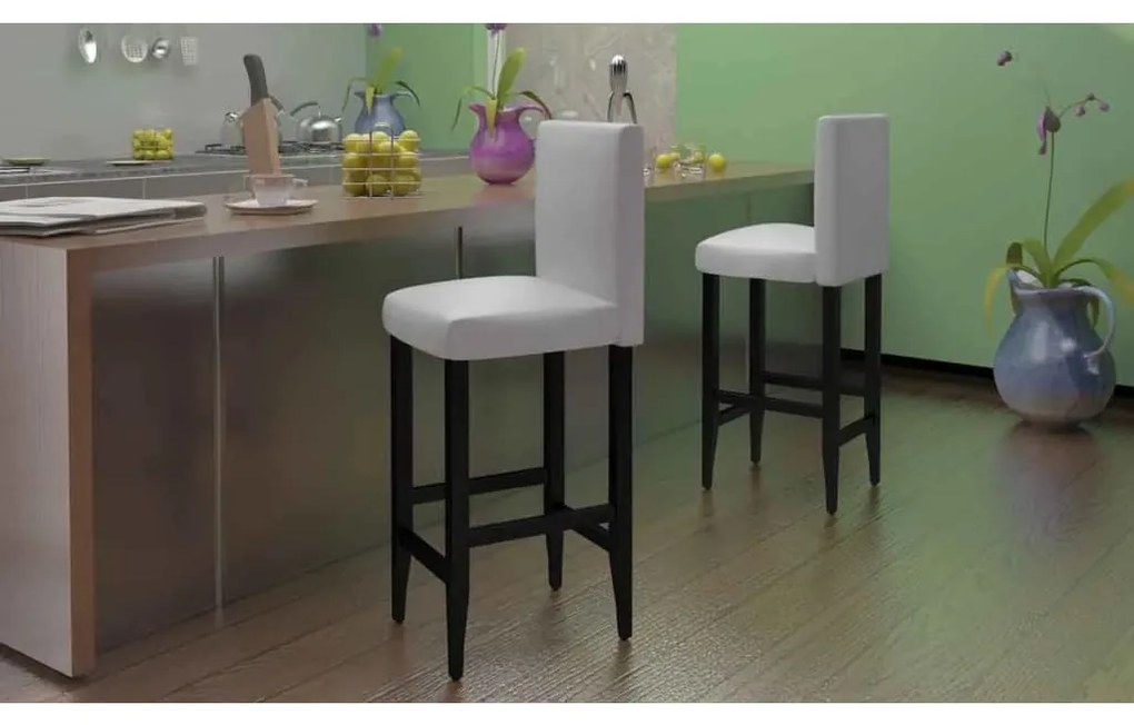 Sgabelli Da Bar 2 Pz Bianchi İn Similpelle /