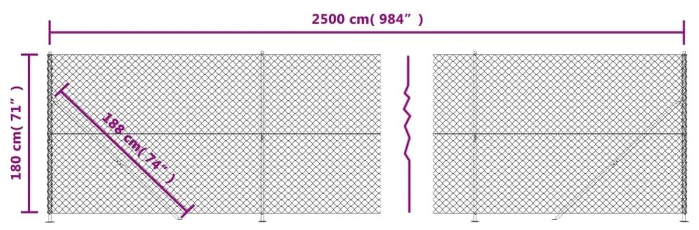 Recinzione a Rete con Flangia Argento 1,8x25 m