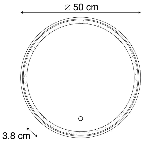 Specchio da bagno oro 50 cm con LED dimmerabile a 3 livelli con touch rotondo - Miral