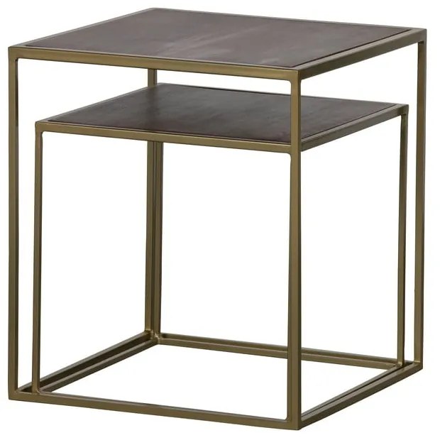 Set di 2 tavolini con piano in legno di acacia Nest - BePureHome