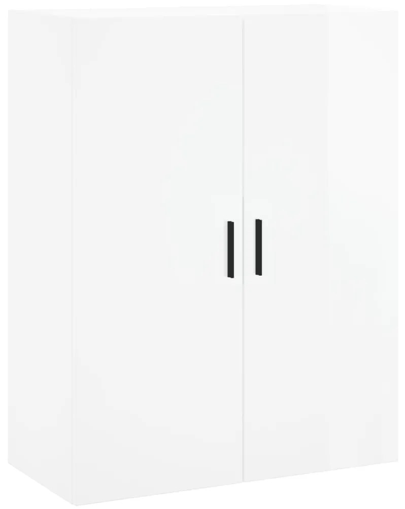 Credenza Bianco Lucido 69,5x34x180 cm in Legno Multistrato