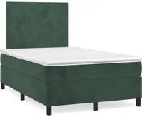 Letto a Molle con Materasso e LED Verde Scuro 120x190cm Velluto 3270302