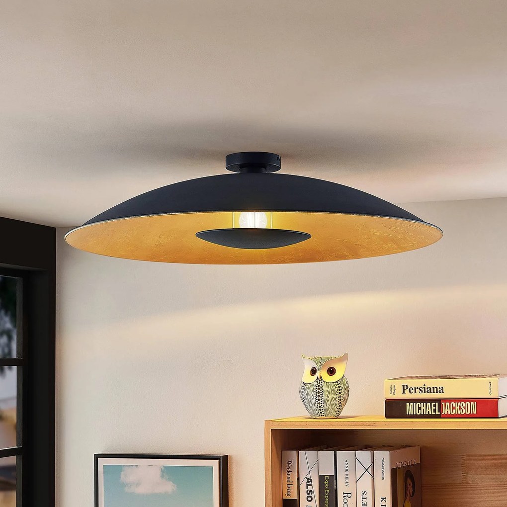 Lindby plafoniera Narisara, Ø 80 cm, E27, nero-oro