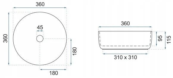 REA-U18918 - Lavabo da appoggio SAMI Ø 36 cm ceramica/bianco lucido