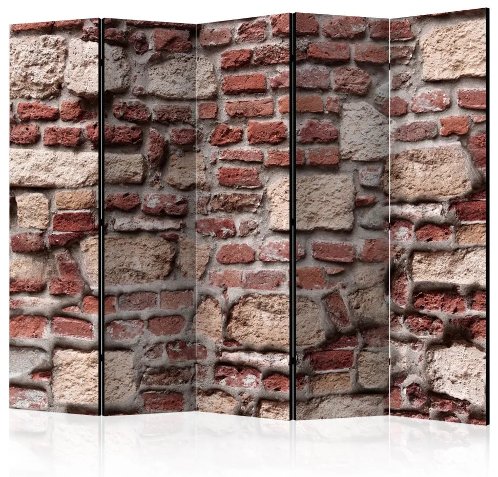 Paravento design Muro Vintage II - texture architettonica retro di mattoni arancioni