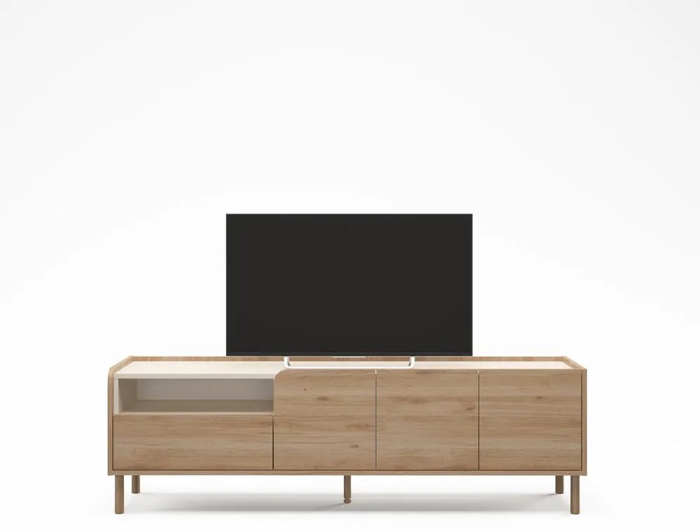 Mobile TV di colore naturale con effetto rovere 180x55,5x44 cm Monza – Marckeric