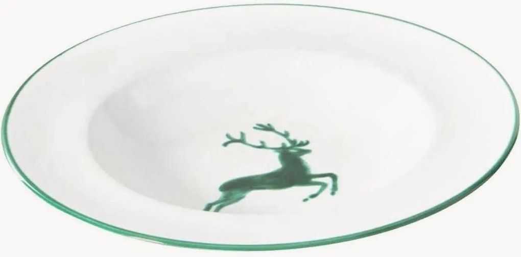 Piatto fondo fatto a mano Grüner Hirsch
