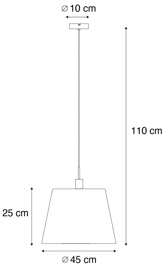 Lampada a sospensione moderna bianca con paralume nero 45 cm - Pendant