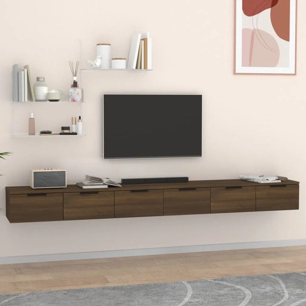 Mobili A Muro 2 Pz Rovere Marrone 102x30x20cm Legno Multistrato /