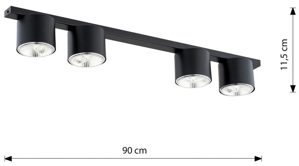 Lampadario da Soffitto in Acciaio AR111 NANO 4 Nero/Bianco 4xAR111