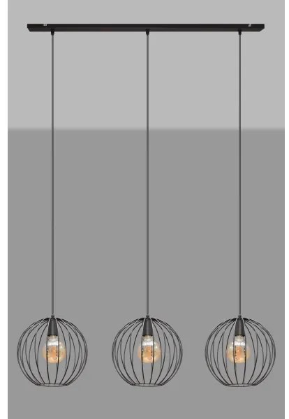 Lampadario a sospensione con filo MERCURE 3xE27/15W/230V nero