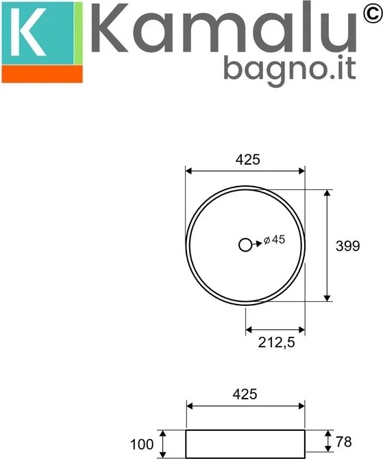 Lavabo da appoggio rotondo con finitura terrazzo stracciatella | KTERE-430STR - KAMALU
