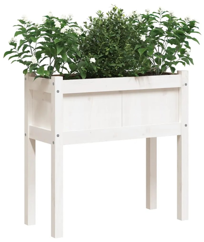 Fioriera da Giardino con Gambe Bianca 70x31x70 cm Massello Pino