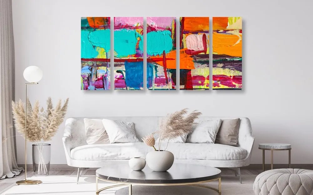Quadri 5 pezzi – Opera d'arte di design astratto