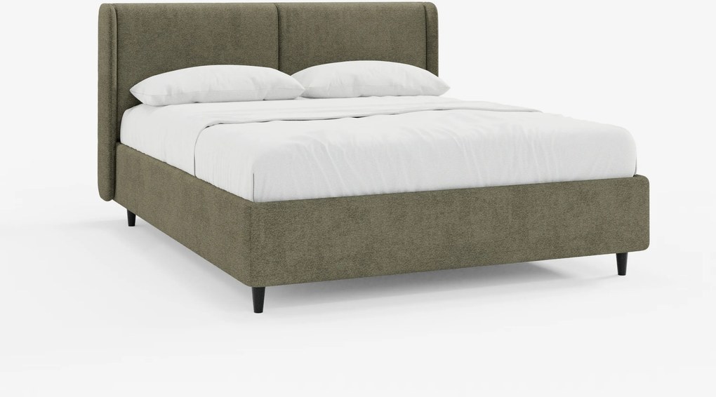 VALKIRIA letto di design con vano contenitore e testiera avvolgente - 2 cuscini imbottiti e tessuto Oeko-Tex®