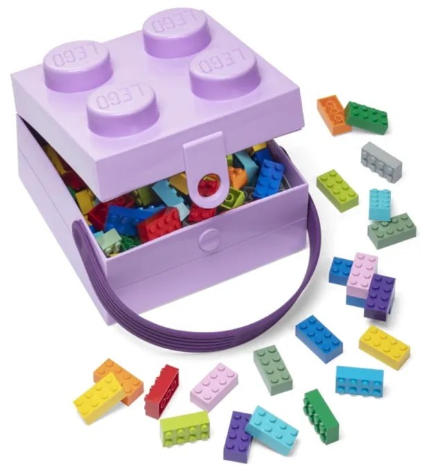 Scatola portaoggetti viola con maniglia - LEGO®