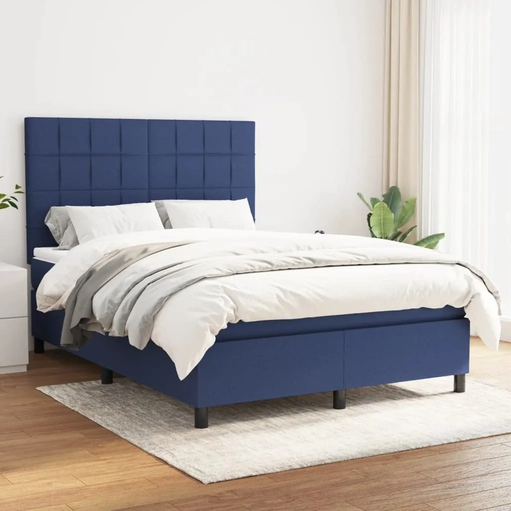 Giroletto A Molle Con Materasso Blu 140x190 Cm İn Tessuto /