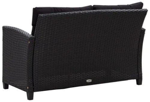 Divano da Giardino 2 Posti con Cuscini Nero 124 cm Polyrattan