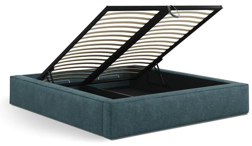 Letto matrimoniale imbottito blu con contenitore con rete inclusa 180x200 cm Simon Olivia – Micadoni