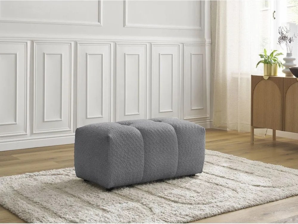 Poggiapiedi grigio con rivestimento in bouclé Roxelane – Bobochic Paris