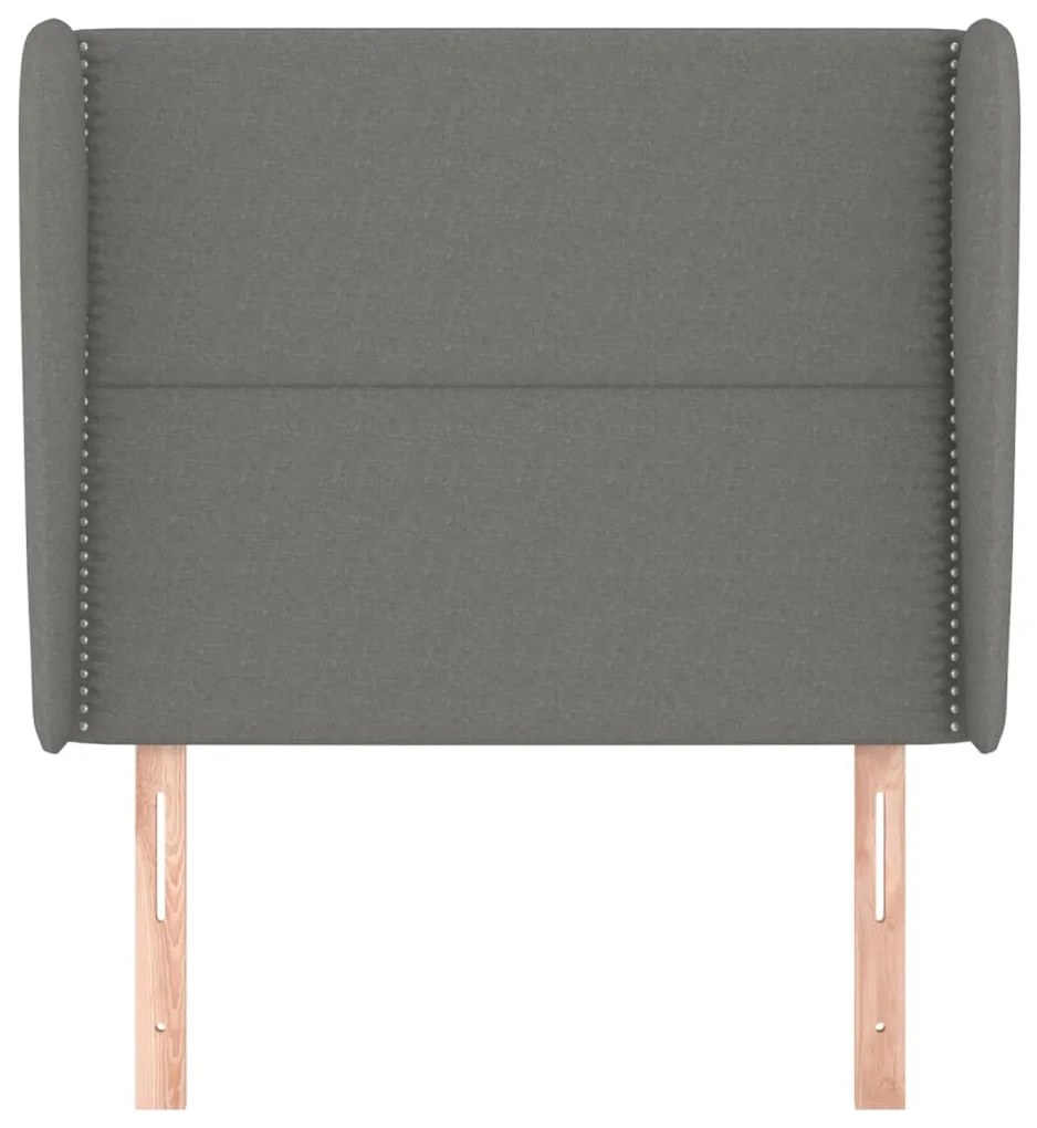 Testiera ad orecchio grigio scuro 93x23x118/128 cm in tessuto