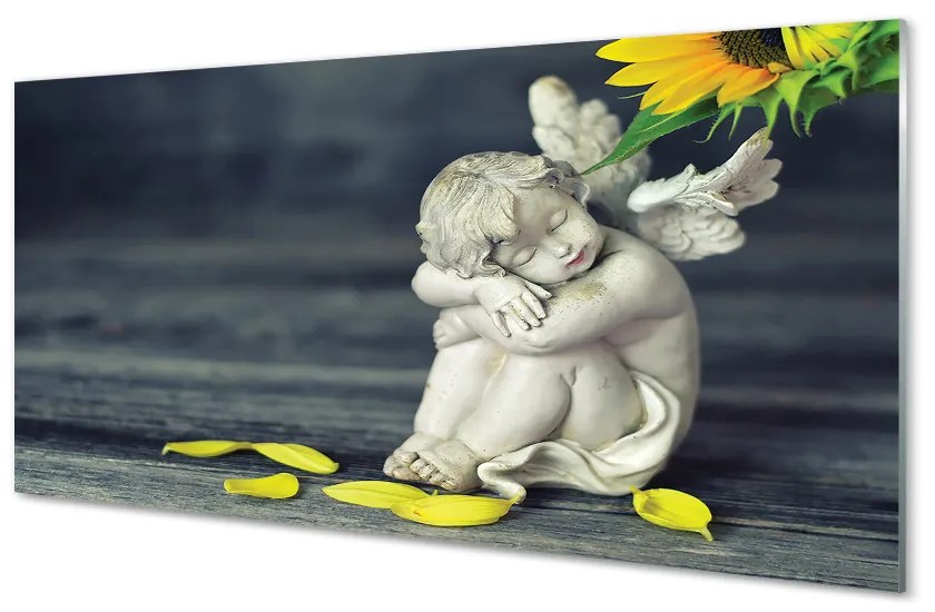 Quadro in vetro Girasole angelo dormiente 100x50 cm