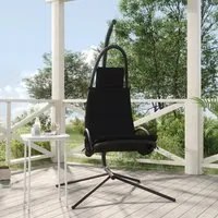 Sedia Dondolo Giardino con Cuscino Nero Tessuto Oxford Acciaiocod mxl 105841