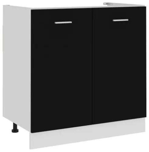 Armadio Inferiore per Lavabo Nero 80x46x81,5 cm in Truciolato
