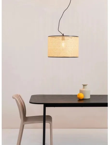 FARO 64314-49 - Lampadario su corda MAMBO 1xE27/15W/230V d. 45 cm rattan/nero