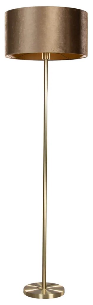 Lampada da Terra in Ottone con Paralume in Velluto Bronzo 50cm - Simplo