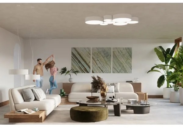 Lampadario a sospensione con filo ARENA 45 3xE27/60W/230V bianco