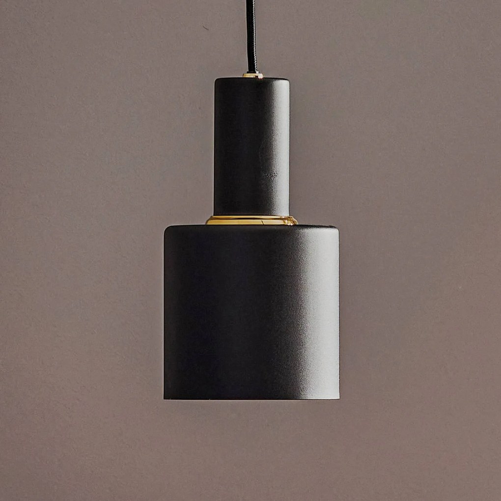 Euluna Selma lampada a sospensione, a 1 luce, nera, Ø 11 cm