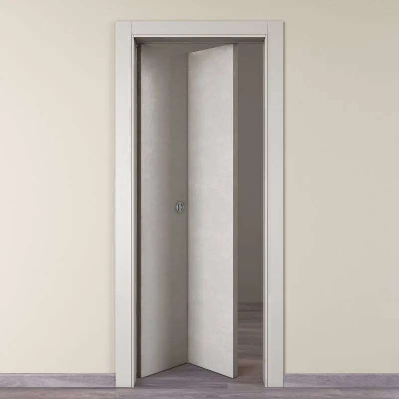 Porta tamburata pieghevole a libro simmetrica Hunk Lunar grigio L 80 x H 210 cm sinistra