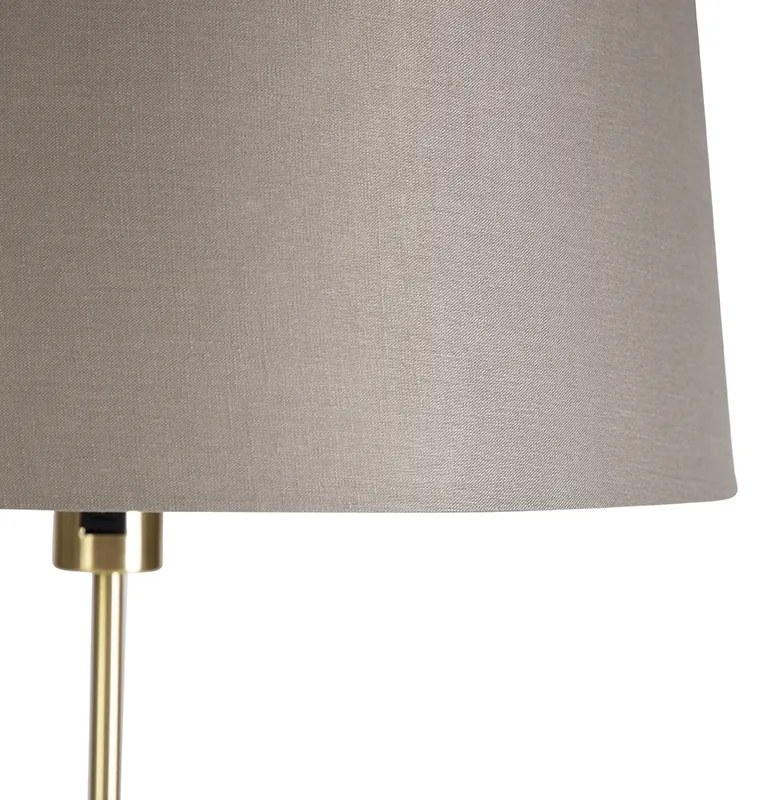 Lampada da terra oro/ottone con paralume in lino color tortora 45 cm - Parte